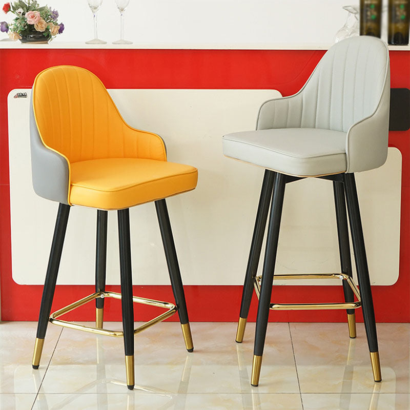Barhocker im nordischen Stil mit PU-Ledersitzen, Thekenhocker, 2er-Set