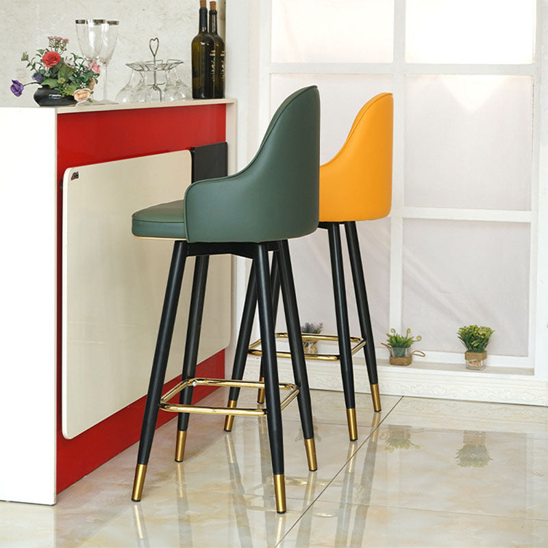 Barhocker im nordischen Stil mit PU-Ledersitzen, Thekenhocker, 2er-Set