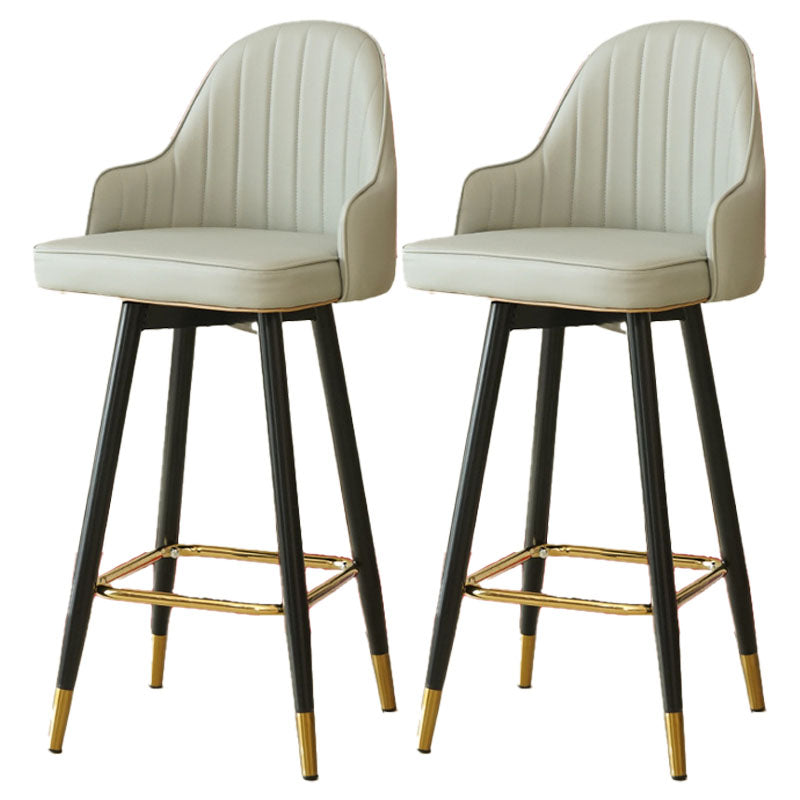 Barhocker im nordischen Stil mit PU-Ledersitzen, Thekenhocker, 2er-Set