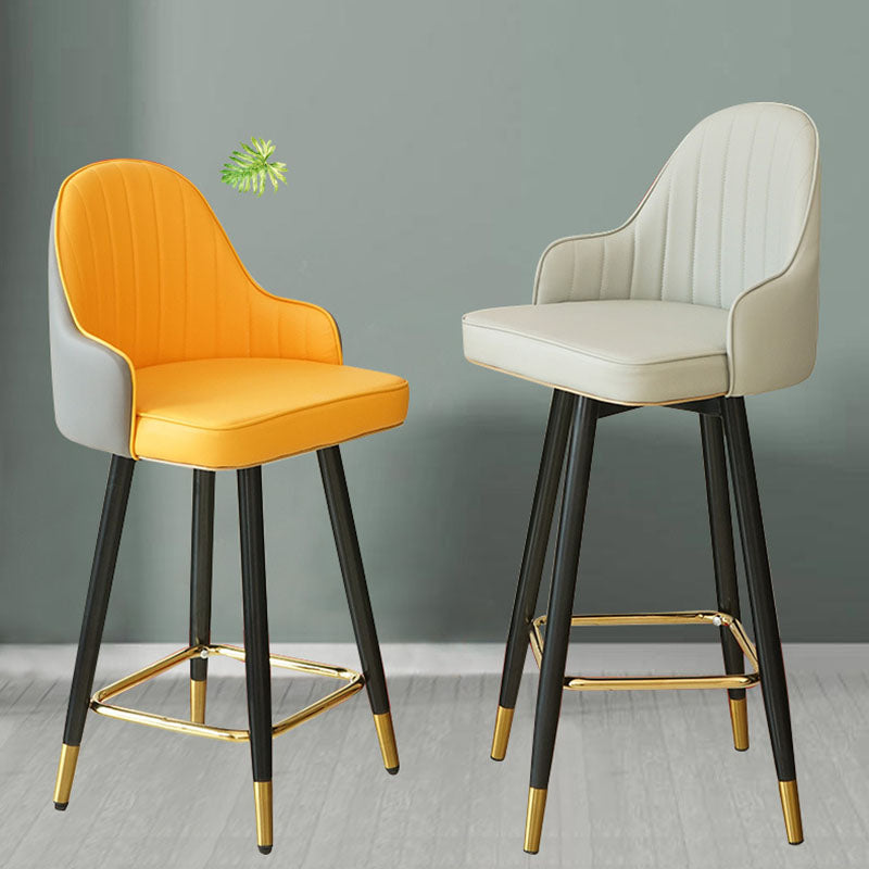Barhocker im nordischen Stil mit PU-Ledersitzen, Thekenhocker, 2er-Set