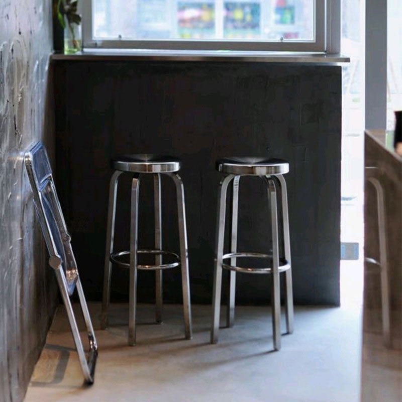 Armloser Barhocker im industriellen Stil, Edelstahl-Thekenhocker für Cafés, 1 Stück