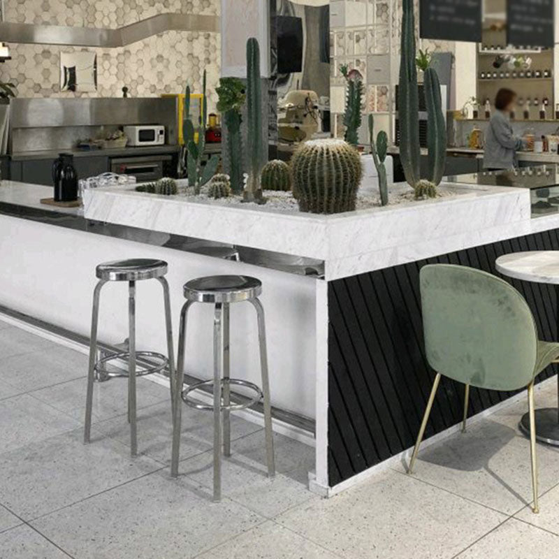 Armloser Barhocker im industriellen Stil, Edelstahl-Thekenhocker für Cafés, 1 Stück