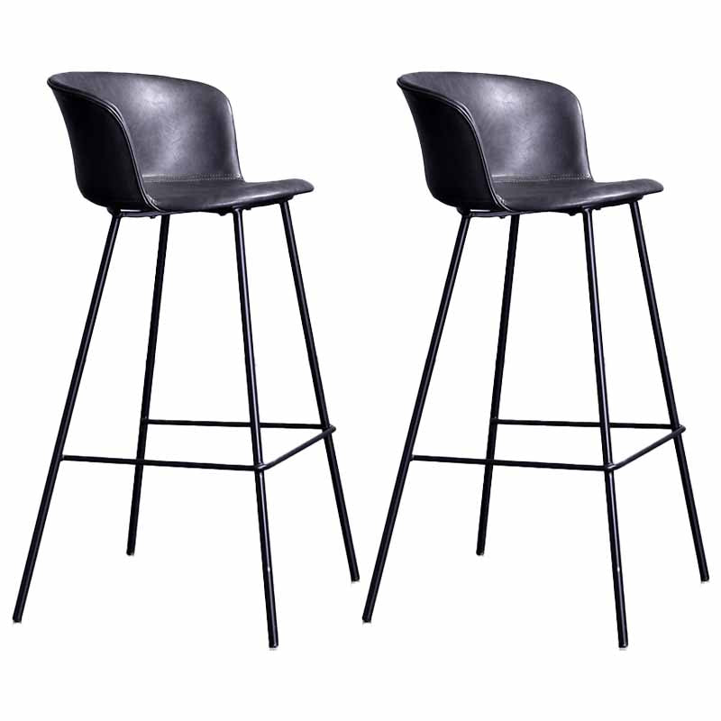 Asientos modernos de cuero de la granja de cuero Metal 4 piernas de 4 patas, conjunto de 2