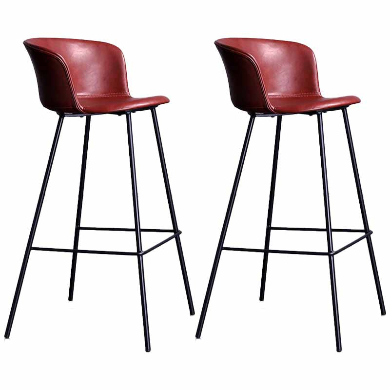 Asientos modernos de cuero de la granja de cuero Metal 4 piernas de 4 patas, conjunto de 2