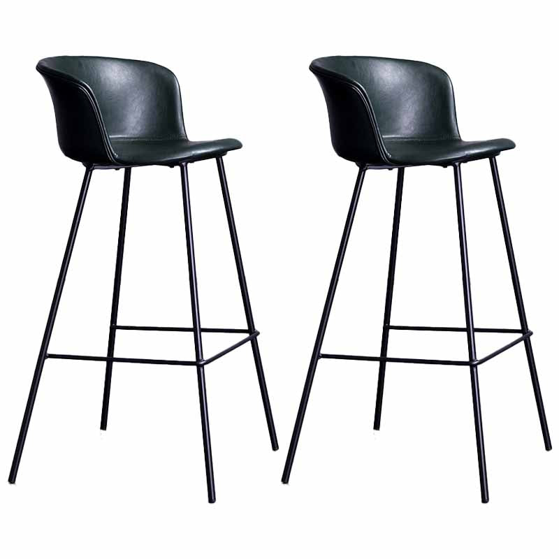 Asientos modernos de cuero de la granja de cuero Metal 4 piernas de 4 patas, conjunto de 2
