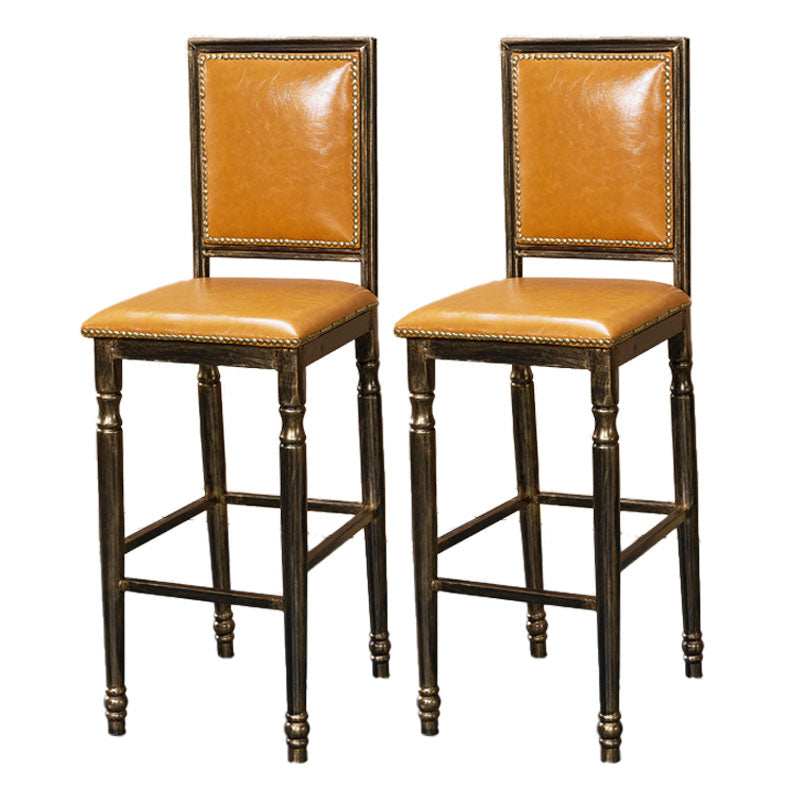 Distressed Bronze 29.5" H Barstool Industrial Indoor Tall Stool with Square Seat