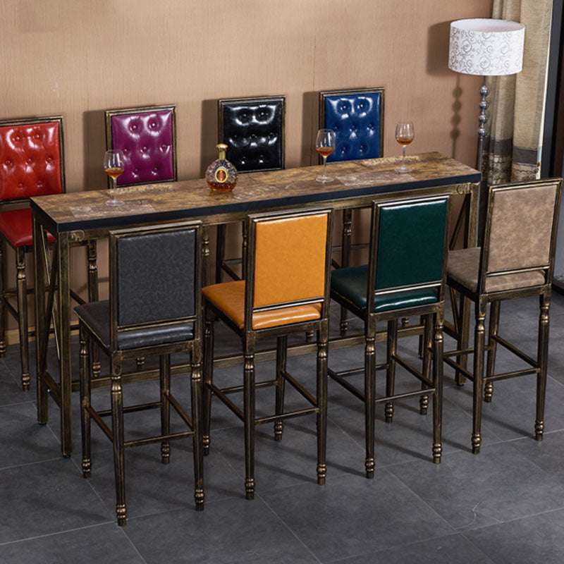Distressed Bronze 29.5" H Barstool Industrial Indoor Tall Stool with Square Seat