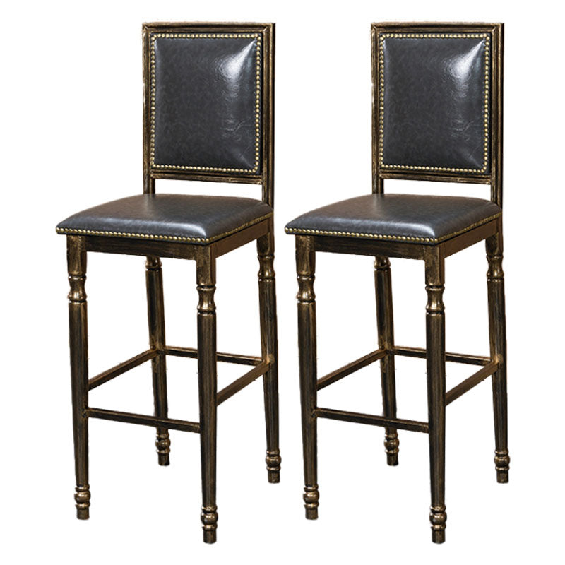 Distressed Bronze 29.5" H Barstool Industrial Indoor Tall Stool with Square Seat