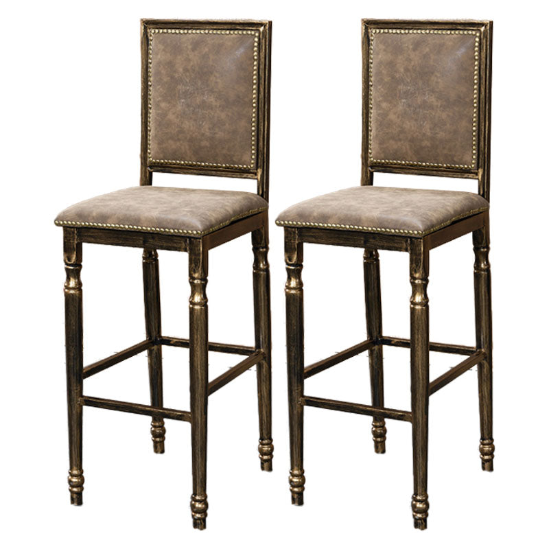 Distressed Bronze 29.5" H Barstool Industrial Indoor Tall Stool with Square Seat