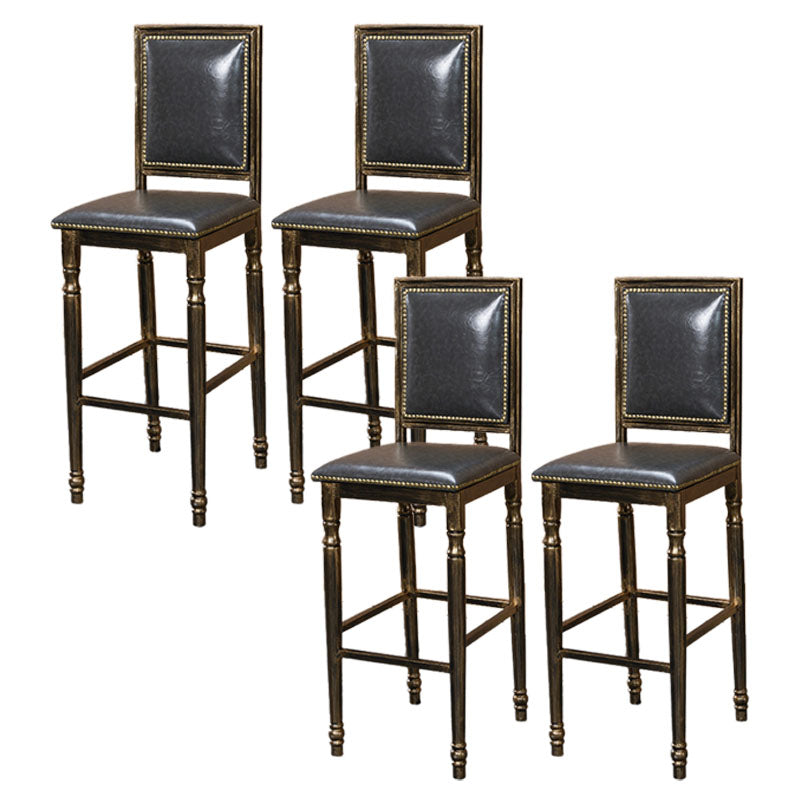 Distressed Bronze 29.5" H Barstool Industrial Indoor Tall Stool with Square Seat