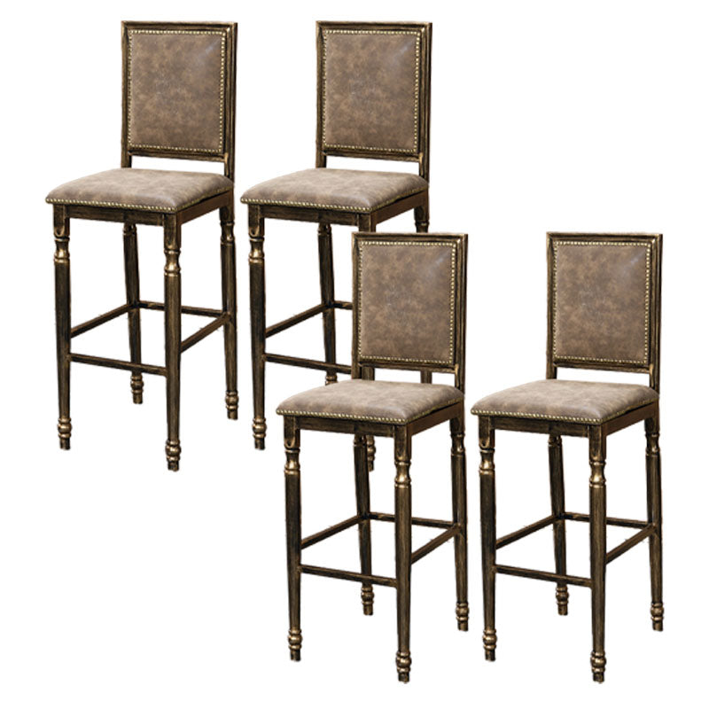 Distressed Bronze 29.5" H Barstool Industrial Indoor Tall Stool with Square Seat