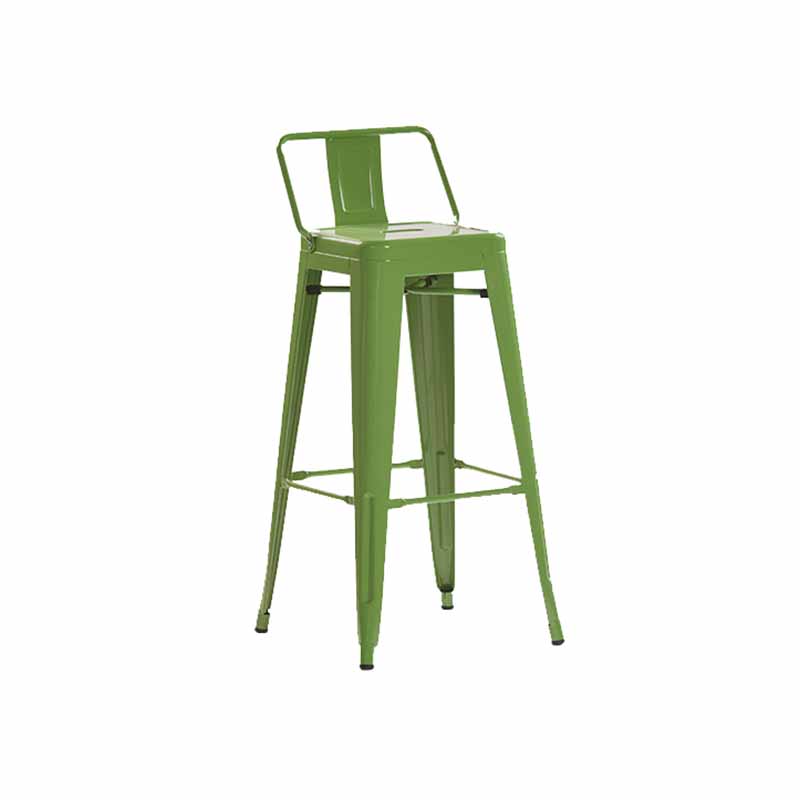 Industrial Iron Low Back Barstool 29.5" H Indoor Tall Stool with Square Seat