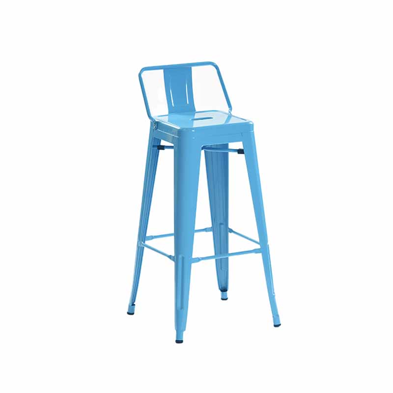 Industrial Iron Low Back Barstool 29.5" H Indoor Tall Stool with Square Seat