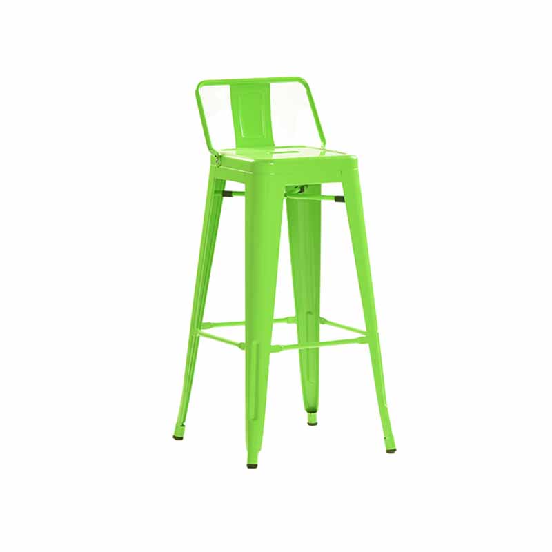 Industrial Iron Low Back Barstool 29.5" H Indoor Tall Stool with Square Seat