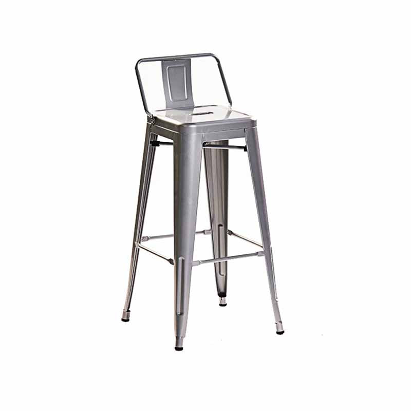 Industrial Iron Low Back Barstool 29.5" H Indoor Tall Stool with Square Seat