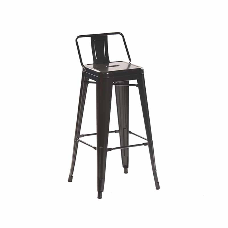 Industrial Iron Low Back Barstool 29.5" H Indoor Tall Stool with Square Seat