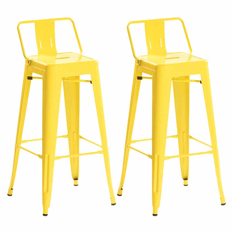 Industrial Iron Low Back Barstool 29.5" H Indoor Tall Stool with Square Seat