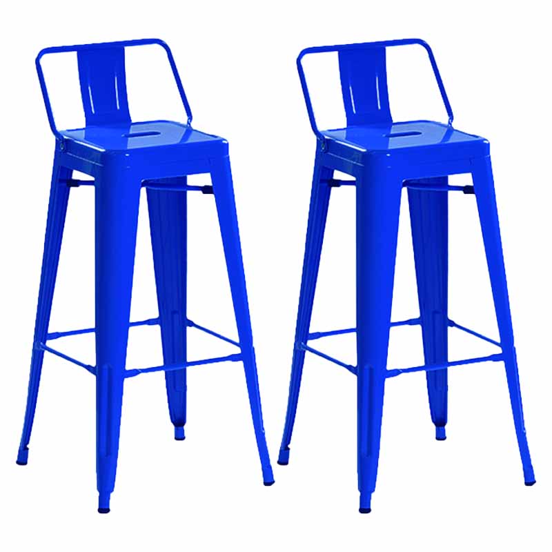 Industrial Iron Low Back Barstool 29.5" H Indoor Tall Stool with Square Seat