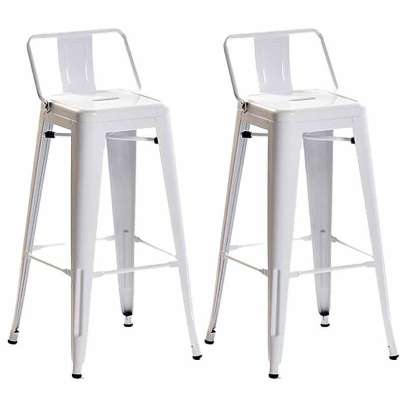 Industrial Iron Low Back Barstool 29.5" H Indoor Tall Stool with Square Seat