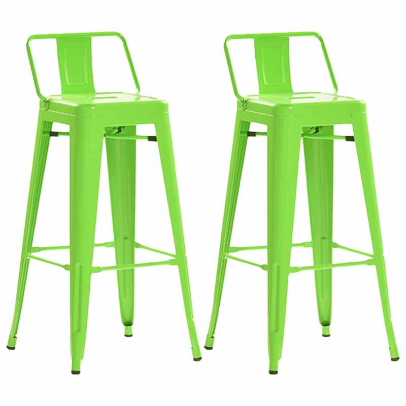 Industrial Iron Low Back Barstool 29.5" H Indoor Tall Stool with Square Seat