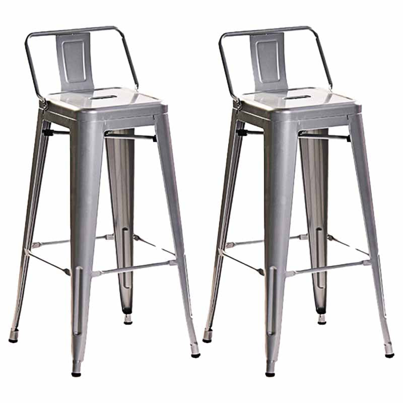 Industrial Iron Low Back Barstool 29.5" H Indoor Tall Stool with Square Seat