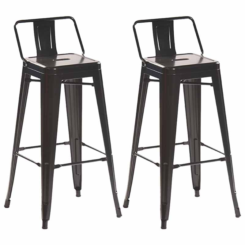 Industrial Iron Low Back Barstool 29.5" H Indoor Tall Stool with Square Seat