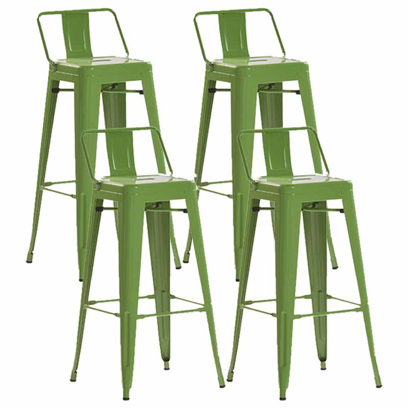 Industrial Iron Low Back Barstool 29.5" H Indoor Tall Stool with Square Seat