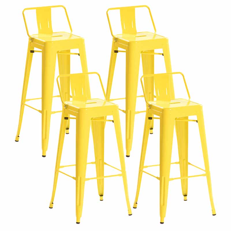 Industrial Iron Low Back Barstool 29.5" H Indoor Tall Stool with Square Seat