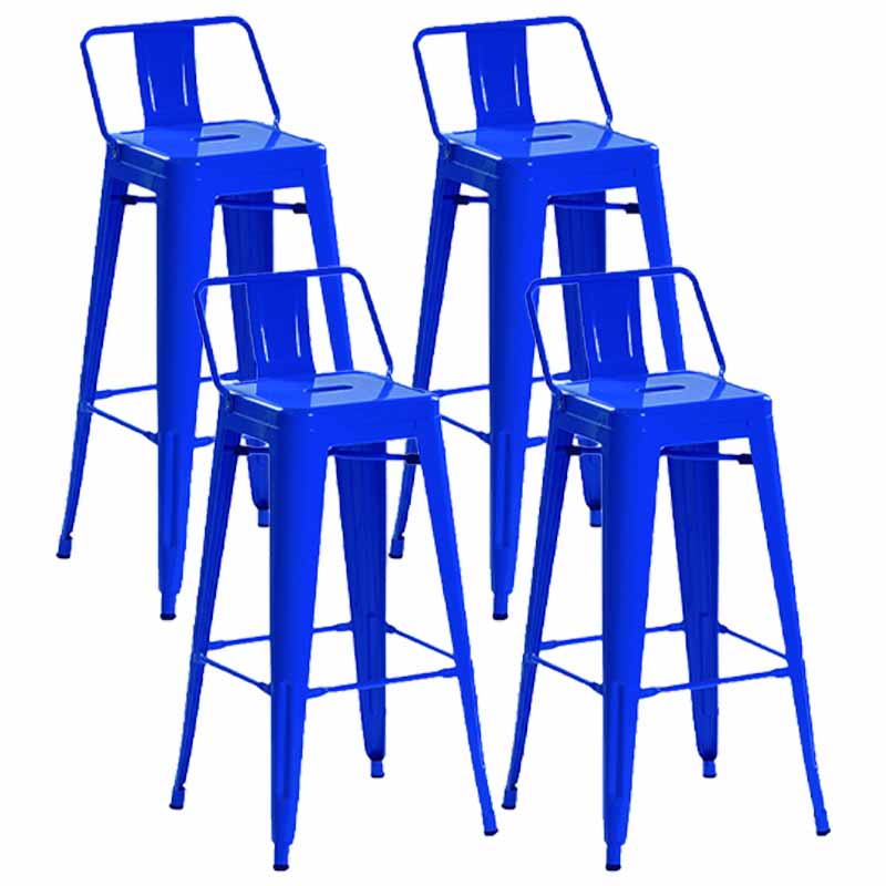 Industrial Iron Low Back Barstool 29.5" H Indoor Tall Stool with Square Seat