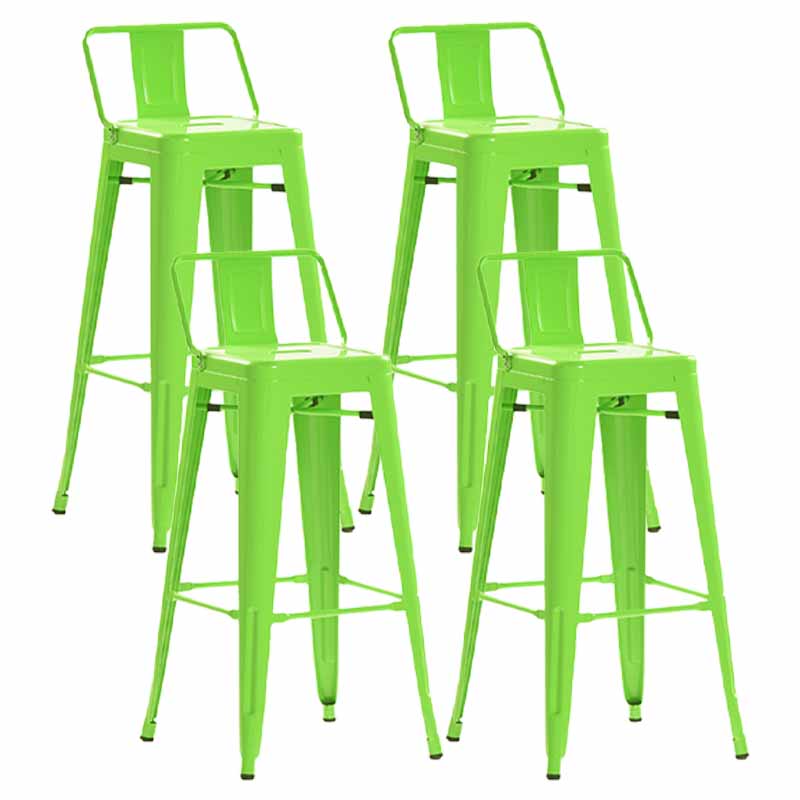 Industrial Iron Low Back Barstool 29.5" H Indoor Tall Stool with Square Seat