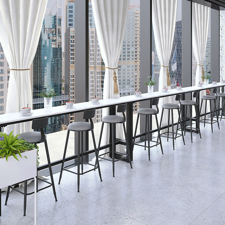 Industrial Black Iron Bar Table White Faux Marble Rectangle Top 41.3"H Bistro Table
