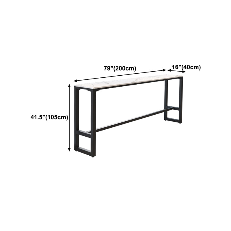 Industrial Black Iron Bar Table White Faux Marble Rectangle Top 41.3"H Bistro Table