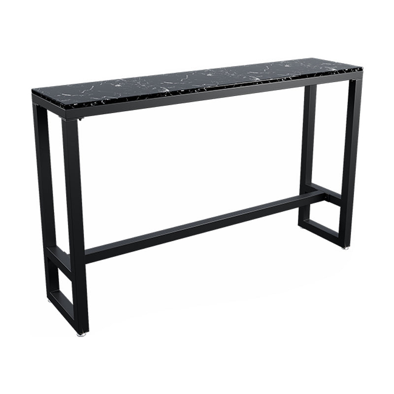 Industrial Black Iron Bar Table Marble Rectangle Top 41.3"H Bistro Table, Only Table
