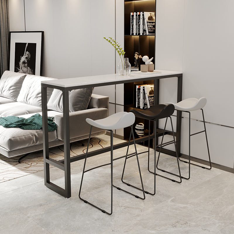 Industrial Black Iron Bar Table Marble Rectangle Top 41.3"H Bistro Table, Only Table