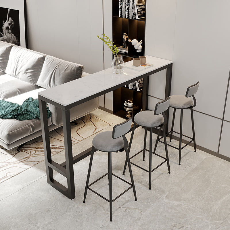 Industrial Black Iron Bar Table Marble Rectangle Top 41.3"H Bistro Table, Only Table