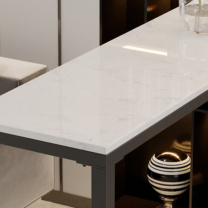 Industrial Black Iron Bar Table Marble Rectangle Top 41.3"H Bistro Table, Only Table