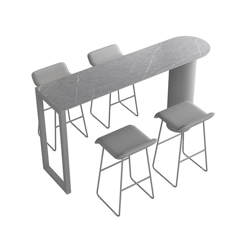 Double Pedestal Stone Bar Dining Table Indoor Modern Counter-height Pub Table