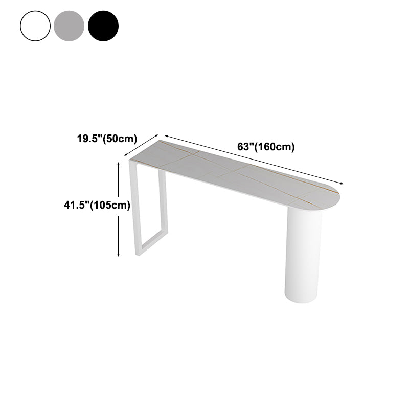 Double Pedestal Stone Bar Dining Table Indoor Modern Counter-height Pub Table