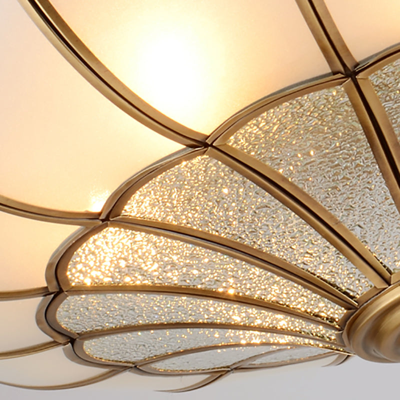 Glass Semi Flush Mount Light Fixture Simplistic Inverted Semi Flush Light Fixture in Brass