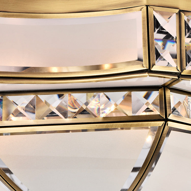 Glass Semi Flush Mount Light Fixture Simplistic Inverted Semi Flush Light Fixture in Brass