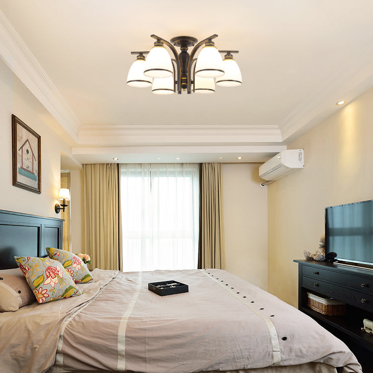 Black Semi Flush Mount Lighting Modern Style Glass Conical Semi-Flush Mount Ceiling Light