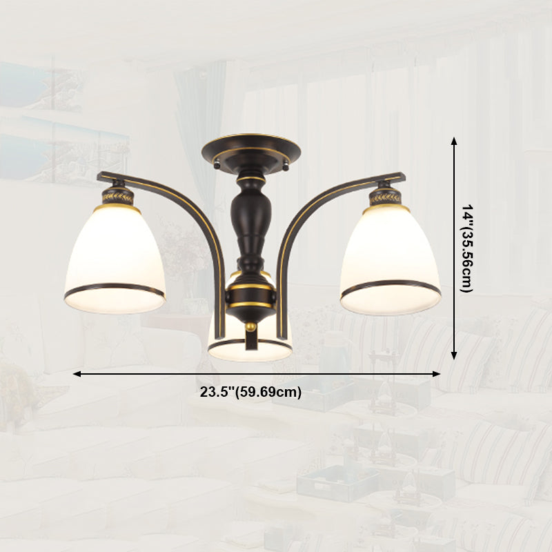 Black Semi Flush Mount Lighting Modern Style Glass Conical Semi-Flush Mount Ceiling Light