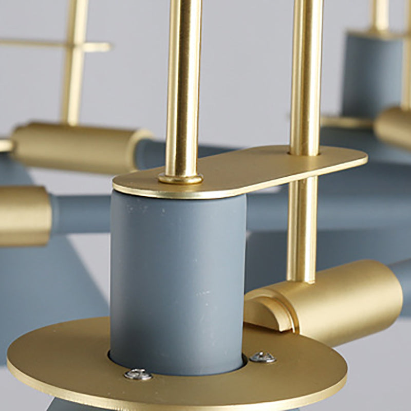 Cone Shade Chandelier Light Nordic Metal Living Room Hanging Pendant with Arc Arm