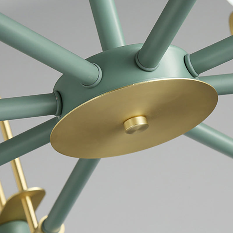 Cone Shade Chandelier Light Nordic Metal Living Room Hanging Pendant with Arc Arm