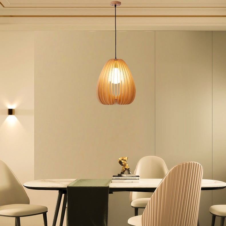 Lampe suspendue en bois style contemporain simple léger pour le café du salon