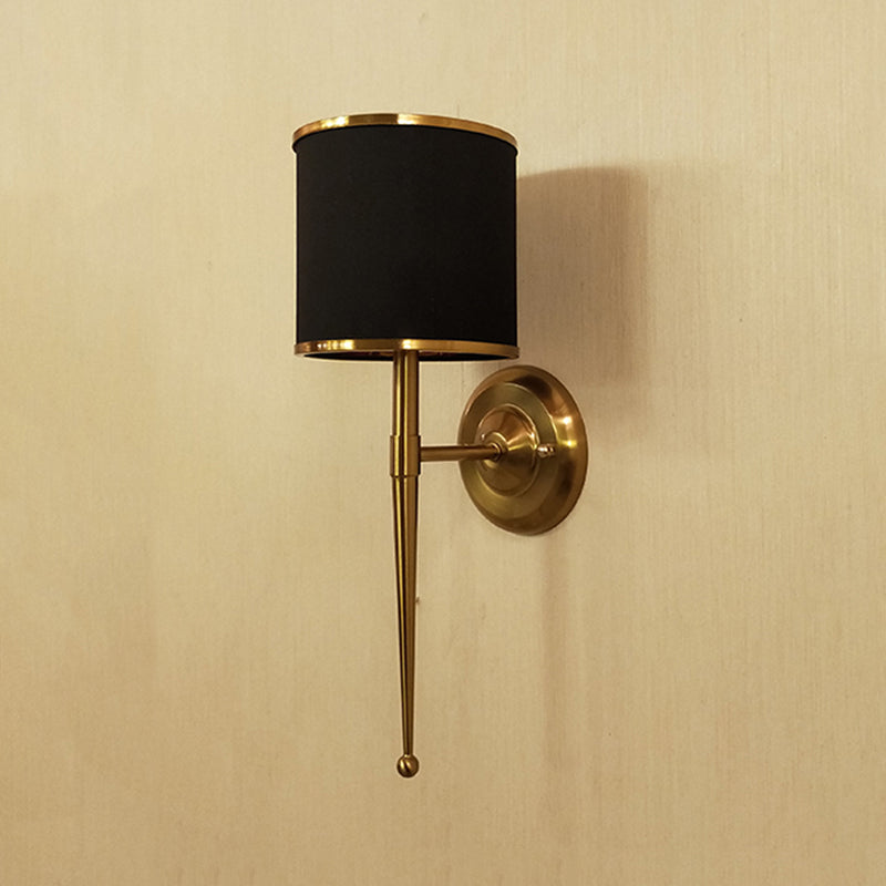 American Messing Wandlauchzylinderwandleuchte mit natürlicher Sackleinen für Wohnzimmer