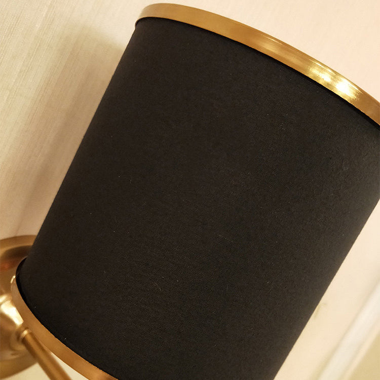 American Messing Wandlauchzylinderwandleuchte mit natürlicher Sackleinen für Wohnzimmer