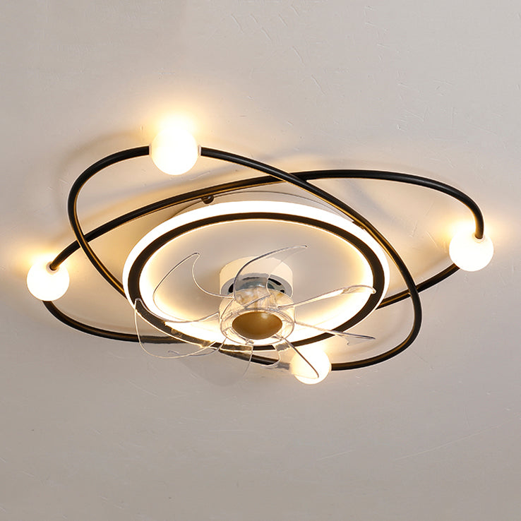 Nordische Metall Deckenlüftungslampe Multi-Head-Flush-Mount-Leuchten mit ABS-Lüfterklinge