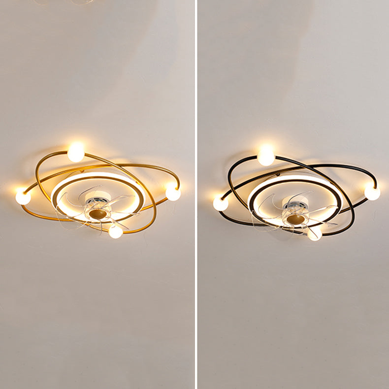 Nordische Metall Deckenlüftungslampe Multi-Head-Flush-Mount-Leuchten mit ABS-Lüfterklinge
