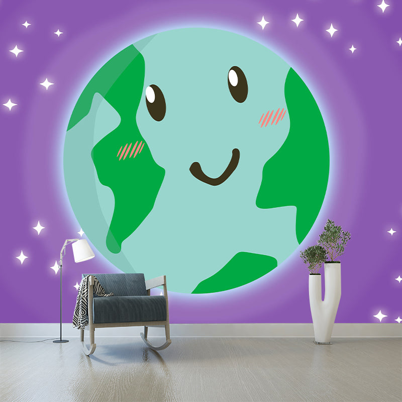 Art Style Children Kids Planet Mural Wallpaper Illustration Mildew Resistant Wall Art